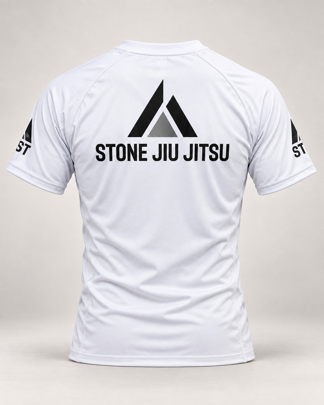 STONE white rash guard - back view